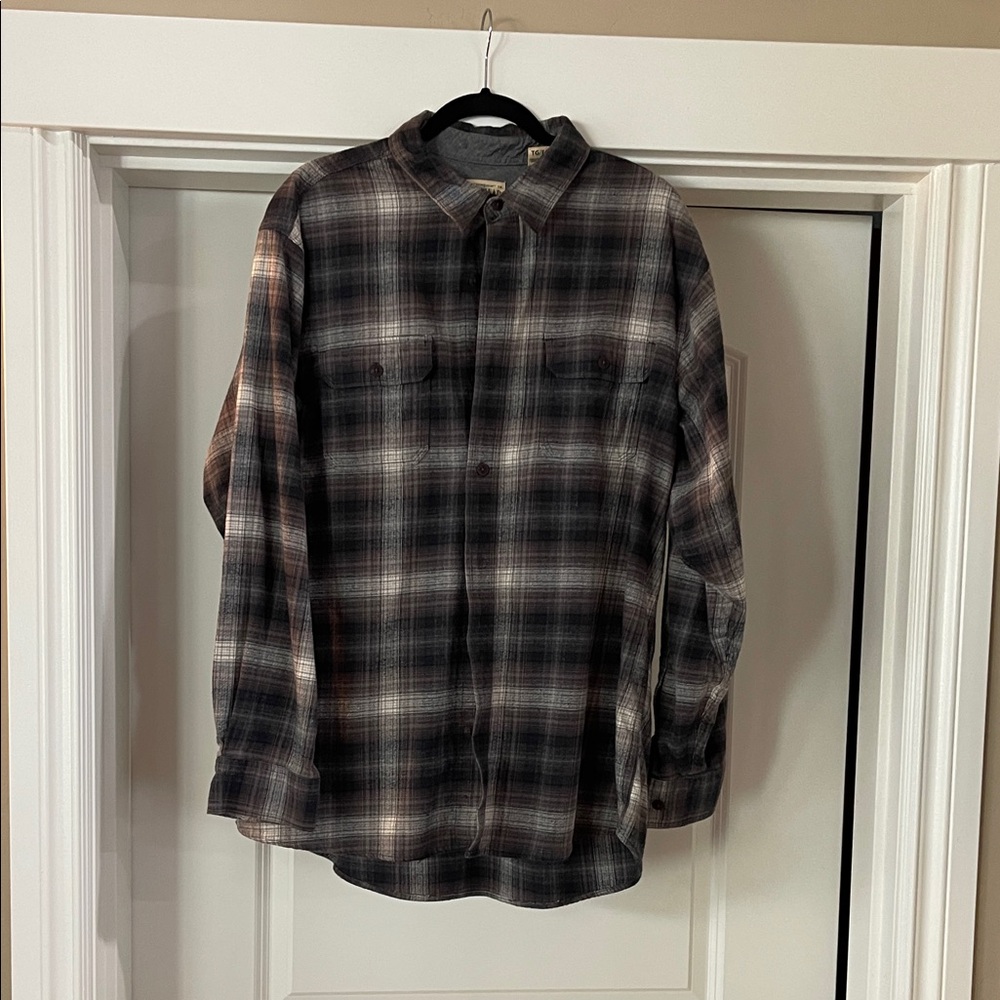 RedHead Black and Gray Plaid Casual Button Down Shirt